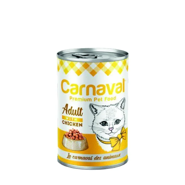 Консервированный корм для кошек carnival кусочки курицы на подливке домашних животных взрослые 400 г 7 5% протеин 4% жира (12 шт.)