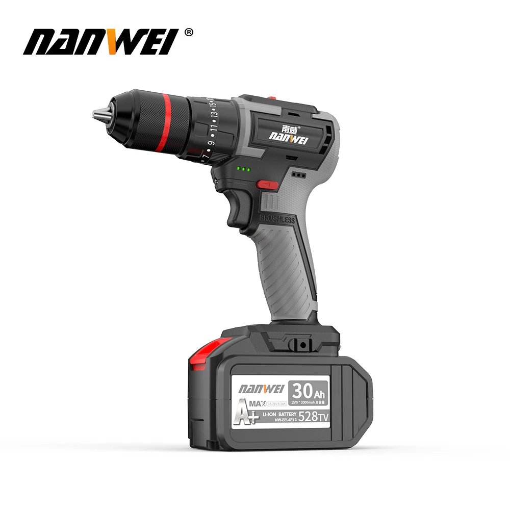 NANWEI Multi-functional Power Drill Set 4 pcs Lithium ion Angle Grinder Brushless Cordless Combos kits