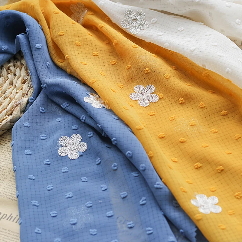 Китайские поставщики текстиля, шифоновая ткань, оптовая продажа, ткань с вышивкой для модной одежды