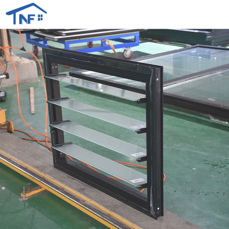 Double Glazed Hurricane-proof Froste Louver Shutters Aluminum Blinds Modern Wooden Crate NF LV-50 Windows Glass Stainless Steel