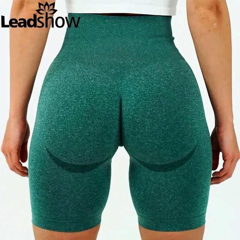 Wholesale New Design Athletic Workout Fitness Sexy Tights Compression Women Seamless High Waist Fitness Gym Shorts Solid Pattern
