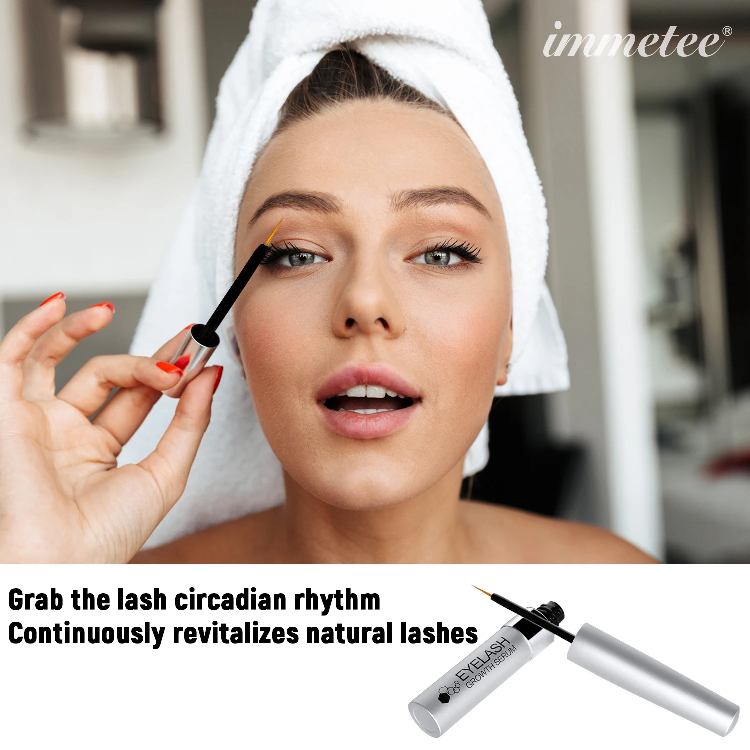 IMMETEE Organic Thicker Private Label Eyelash Serum Liquid Formula for Natural Eyelash Brow Growth Strengthen Lengthen Brows