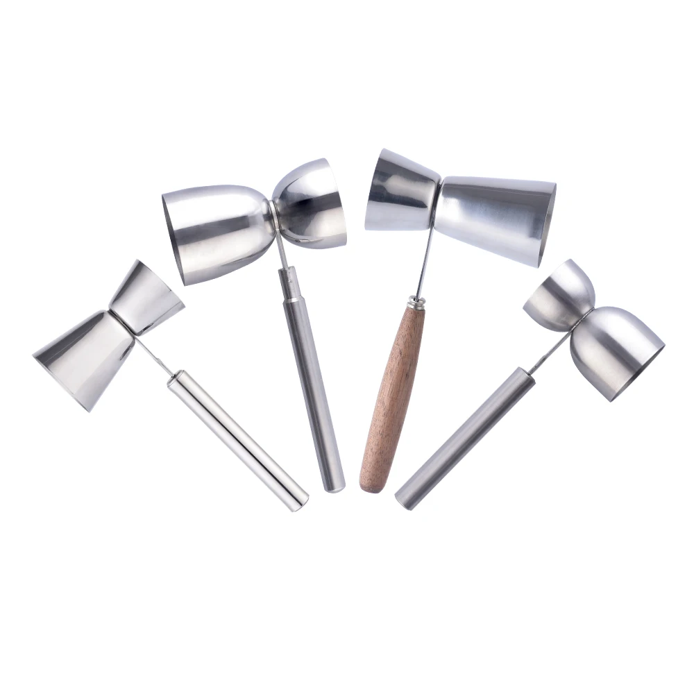 OUYADA Factory Direct 30/50ml Wholesale Price Stainless Steel Bar Jigger With Wooden Handle
