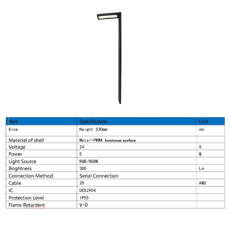 24V IP55 Waterproof Yard Lamp Lights Outdoor RGB LED Metal Garden Pathway Landscape Light