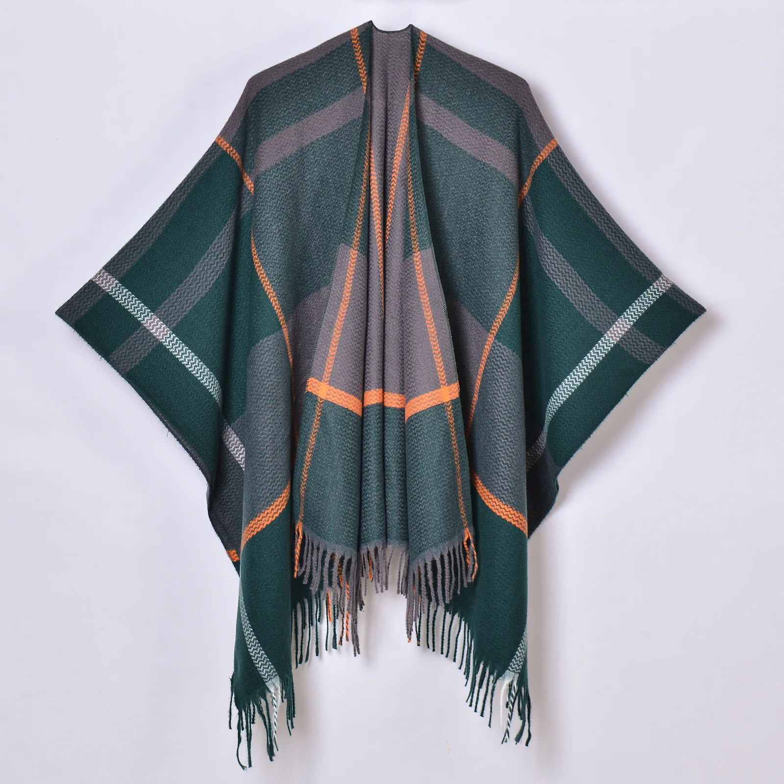 2024 New Product Winter Tassels Shawls Scarves For Women Warm Wrap Ponchos With Sleeves