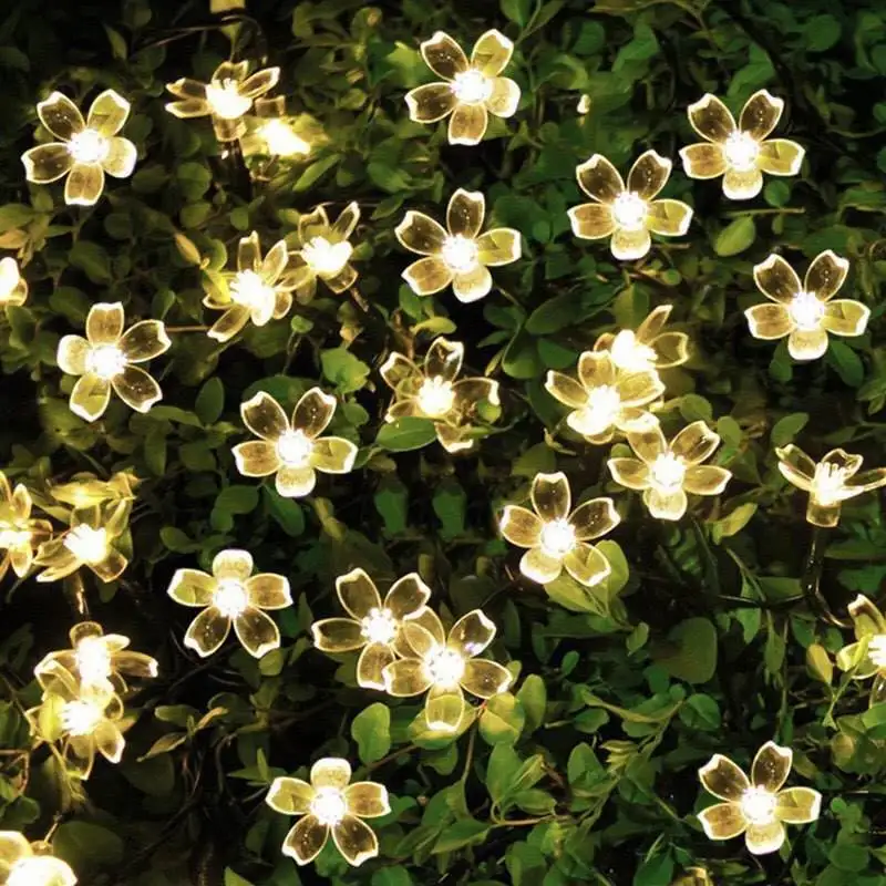 Outdoor Waterproof Solar Garden Led Cherry Blossom Light String Patio Yard Ornament Holiday Decorative Lighting