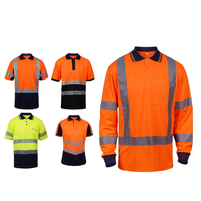 LX Factory Hi Vis Yellow Red Reflective Safety Polo Shirts Reflective Long Sleeve Short Sleeve Construction Work Polo Shirts