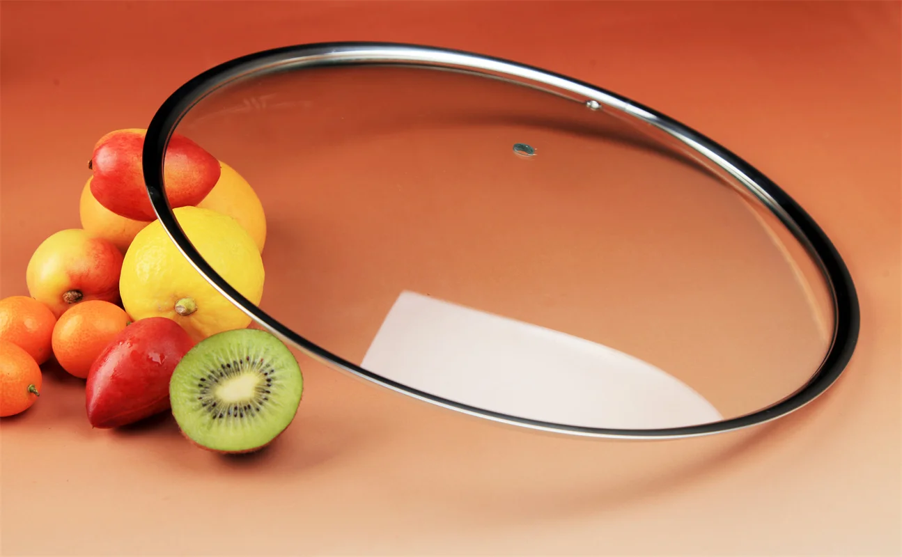 T type  high quality 304 stainless steel rim 4mm tempered glass lid with knob for  frying pan pots and cast iron cookware