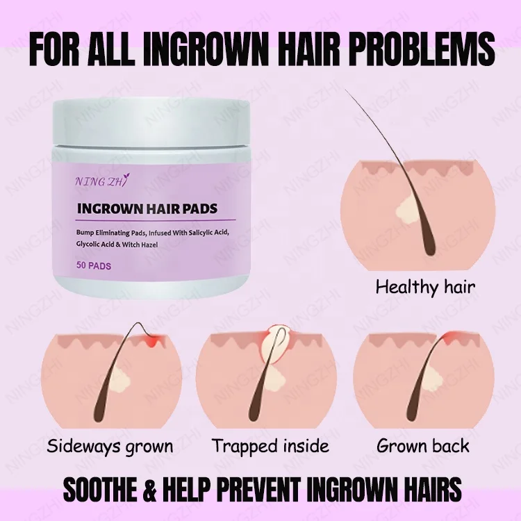 NingZhi Customized logo Glycolic Salicylic Acid Exfoliant Ingrown Hair Peeling Exfoliating Pads