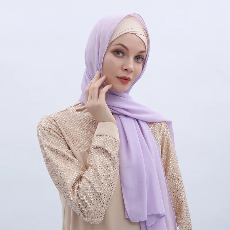 Women personal custom fashion muslim hijab Pearl Chiffon Georgette cheap shawls scarf ready to ship