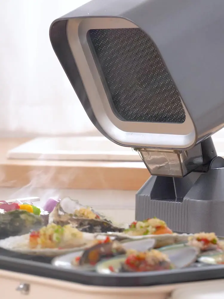 Portable kitchen electric mini desktop range hood with exhaust function ,multi filter oil extractor