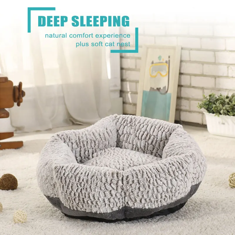 
Pet Factory Original Fluffy Faux Fur Shag Round Cozy Calming Donut Dog Bed 