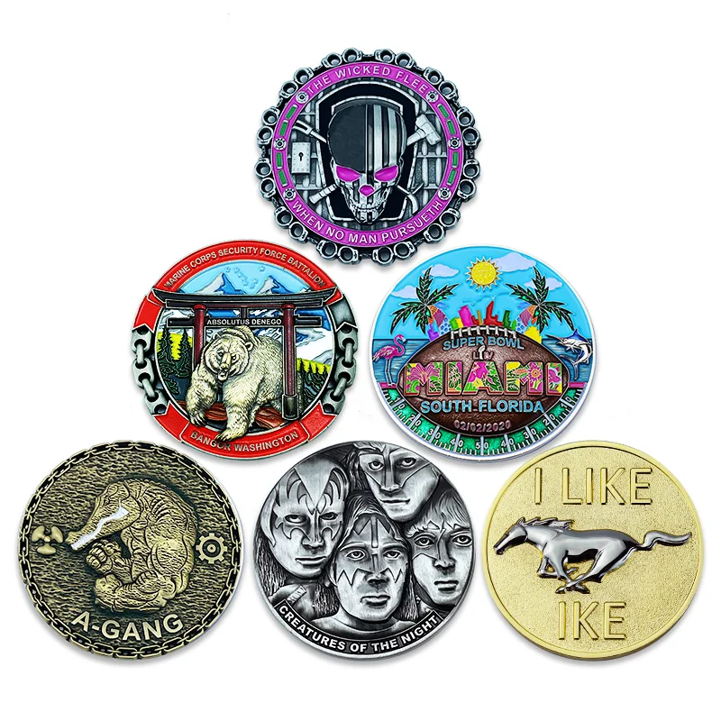 RENHUI Art Embossed Logo Soft Enamel Casting Engraving Zinc Alloy Gold 2D 3D Effect Metal Crafts Custom 3D Challenge Coins