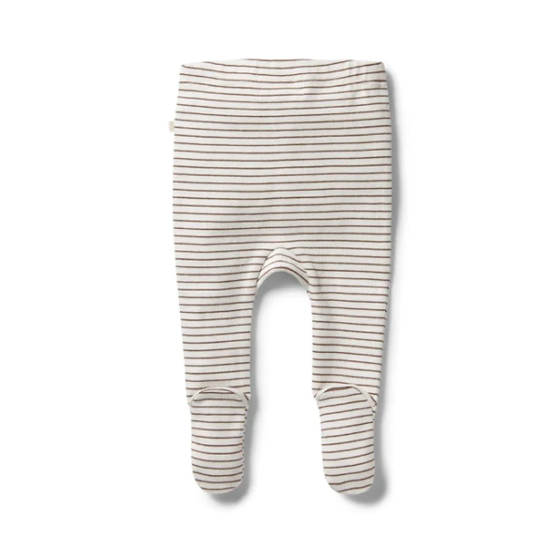 100% Organic Cotton Gots Rib Stripe Legging with feet for Baby