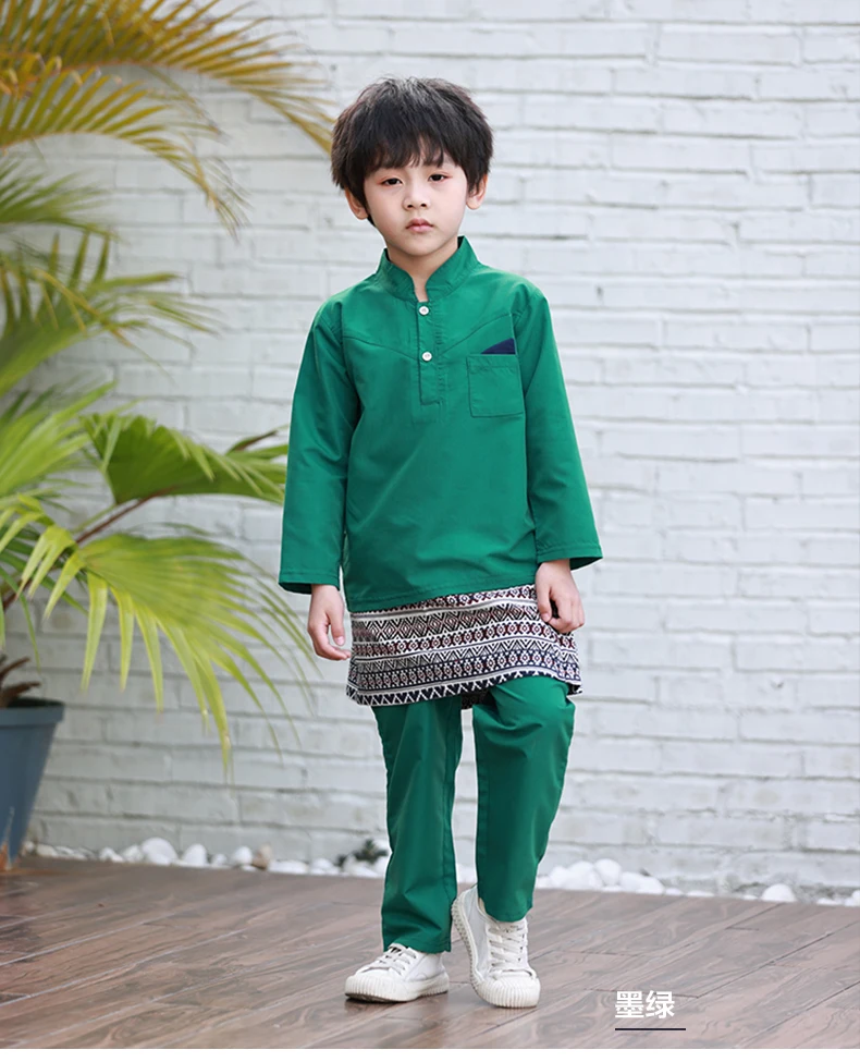 New Style Fashional Baby Boy Muslim Kids Clothes Designed 7-12Y Children Baby Muslimah Clothing Sets