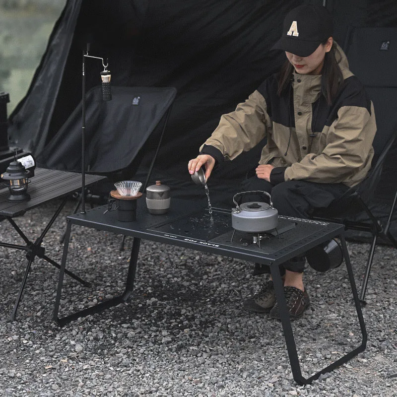 Outdoor Camping BBQ IGT Free Combination Table Carbon Steel Folding Hole Table Expandable Unit Storage Camping IGT Table