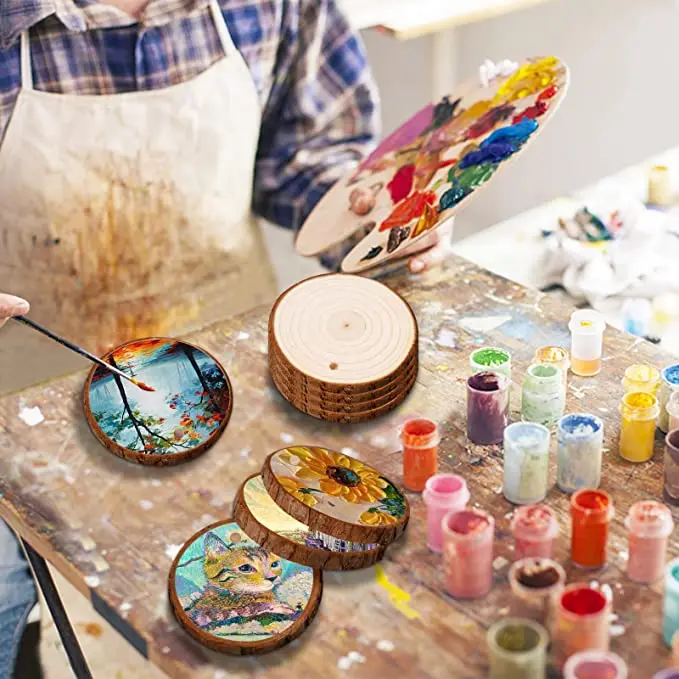 Unfinished Pine Round  natural wooden slices  birch wood Tree large  slices with bark  for crafts