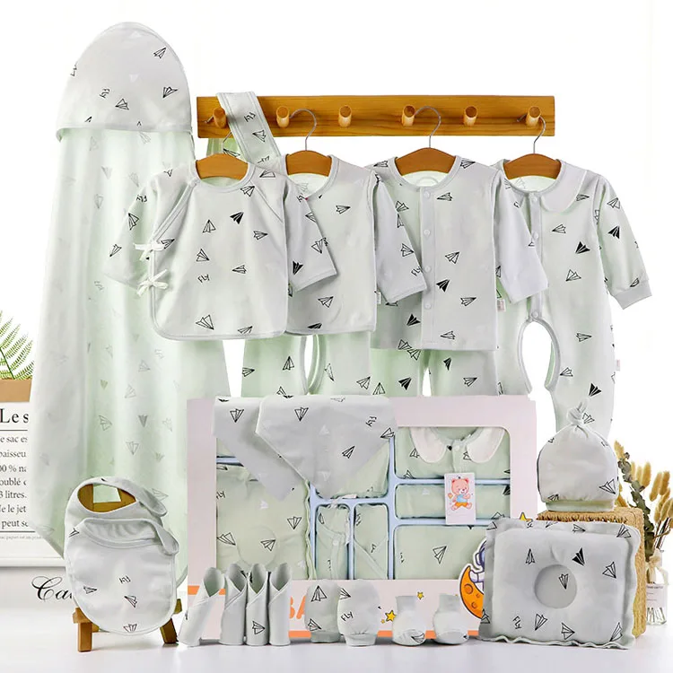 22pcs New Born Bodysuit  Baby Clothes Gift Set  100% Cotton All Season Baby Clothes Set With Gift Box