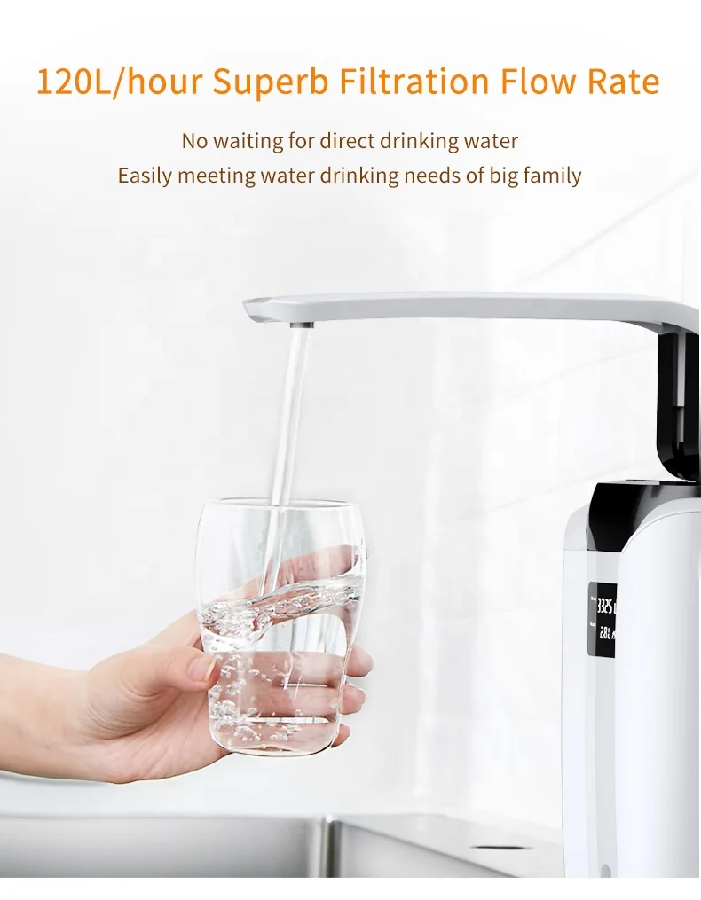 Countertop Food Grade ABS Kitchen Faucet-Mounted UF Small Portable Water Filter Purifier for Home