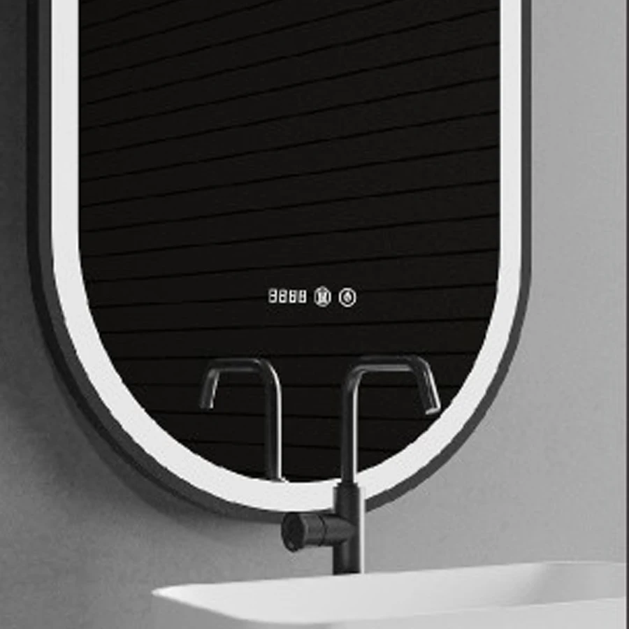 Modern Gold Frame Oval Bathroom mirror with lights / Anti fog touch switch Led light
