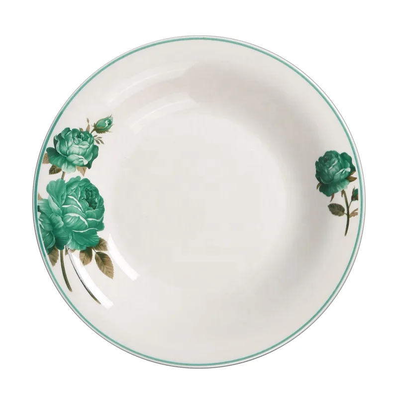 Wholesale decals and pad printing custom patterns ceramic dishes & plates porcelain soup plates 9 soup plate