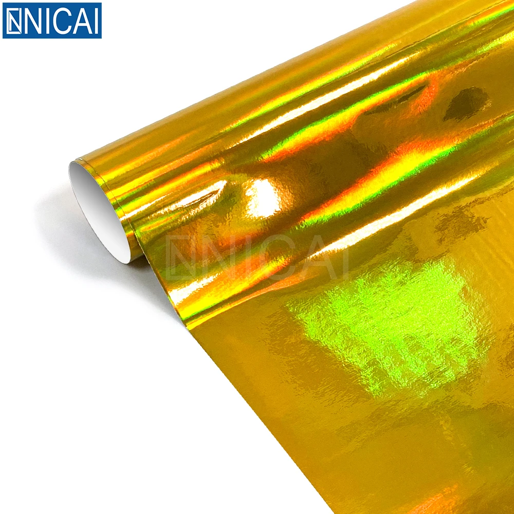 NICAI Car Vinyl Wrap Wholesale Laser Holographic Film Gold A100 Removable Adhesive Vinyl Car Film Stickers