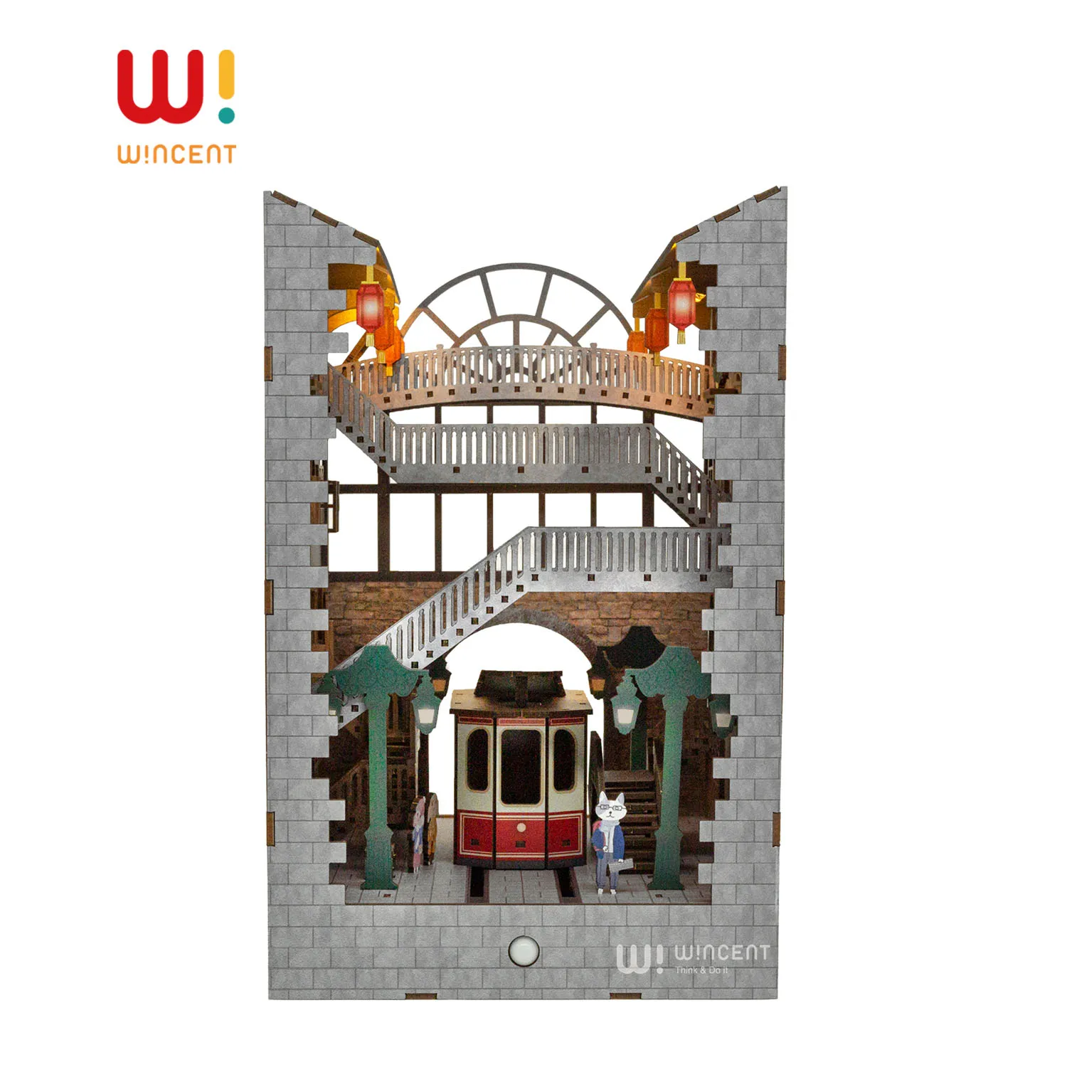 Wincent деревянные изделия CMYK UV Print MDF Puzzle Booknook Наборы деревянных поделок для домашнего декора Bookends Bookself