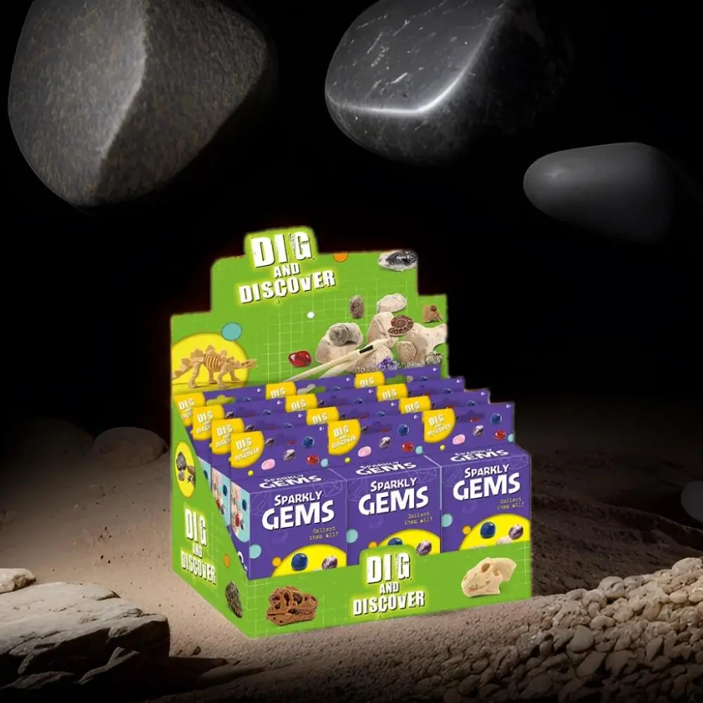 mini promotional kids toys collect funny educational  archaeology Kit  Dig Out Rock And Gemstone leaning crystal box kit