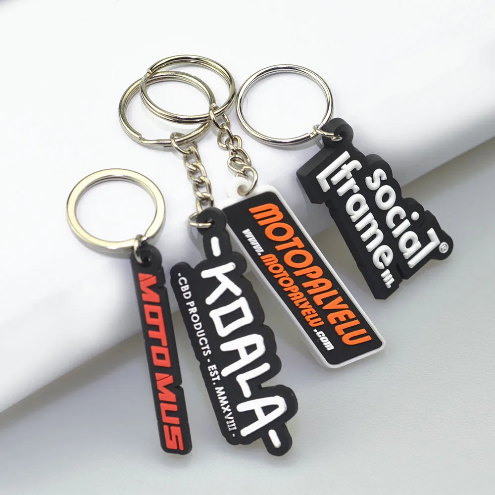 Personalized Promotional Soft Pvc Logo 2d Rubber Gift Key Chain Custom Logo Letter Keychain