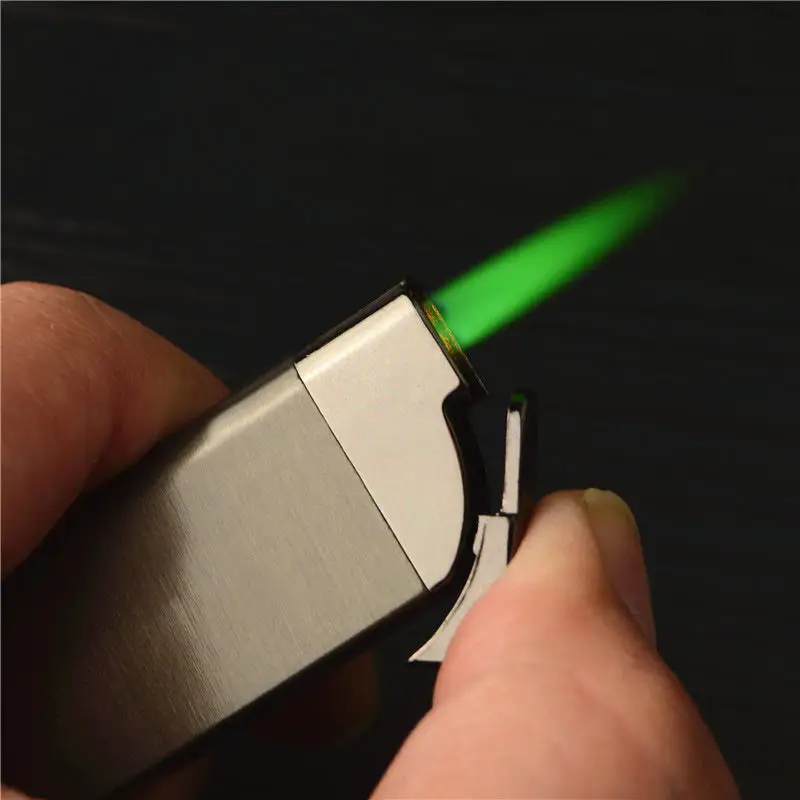 KY Gold Simple Design Green Flame Torch Lighter Mini Women Luxury Butane Gas Metal Creative Lighters
