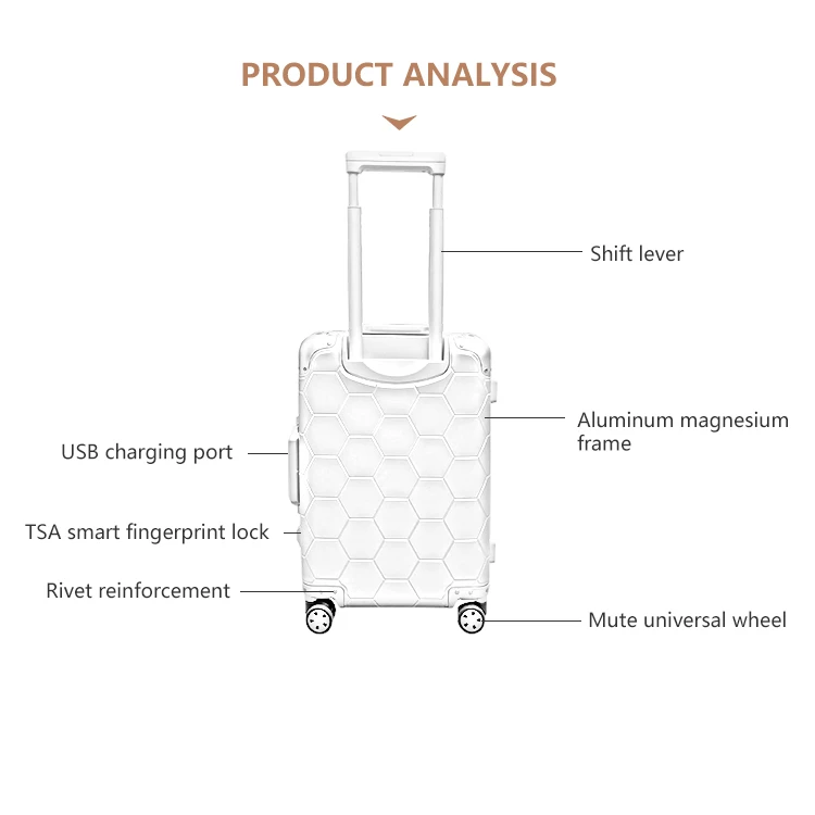 New Design Polyester Lining Luggage Trolley Bag Aluminum Suitcase With 4wheels