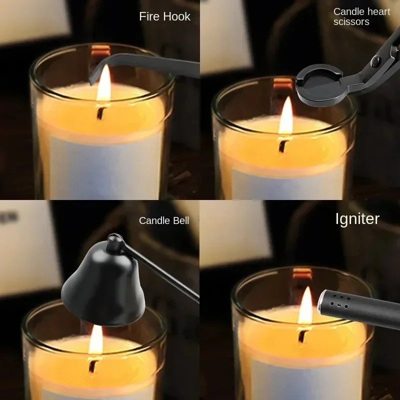 Customized Engraved Candle Accessories Tool Wick Dipper Lighter Candle Snuffer Black Rose Gold Wholesale Candle Wick Trimmer Set