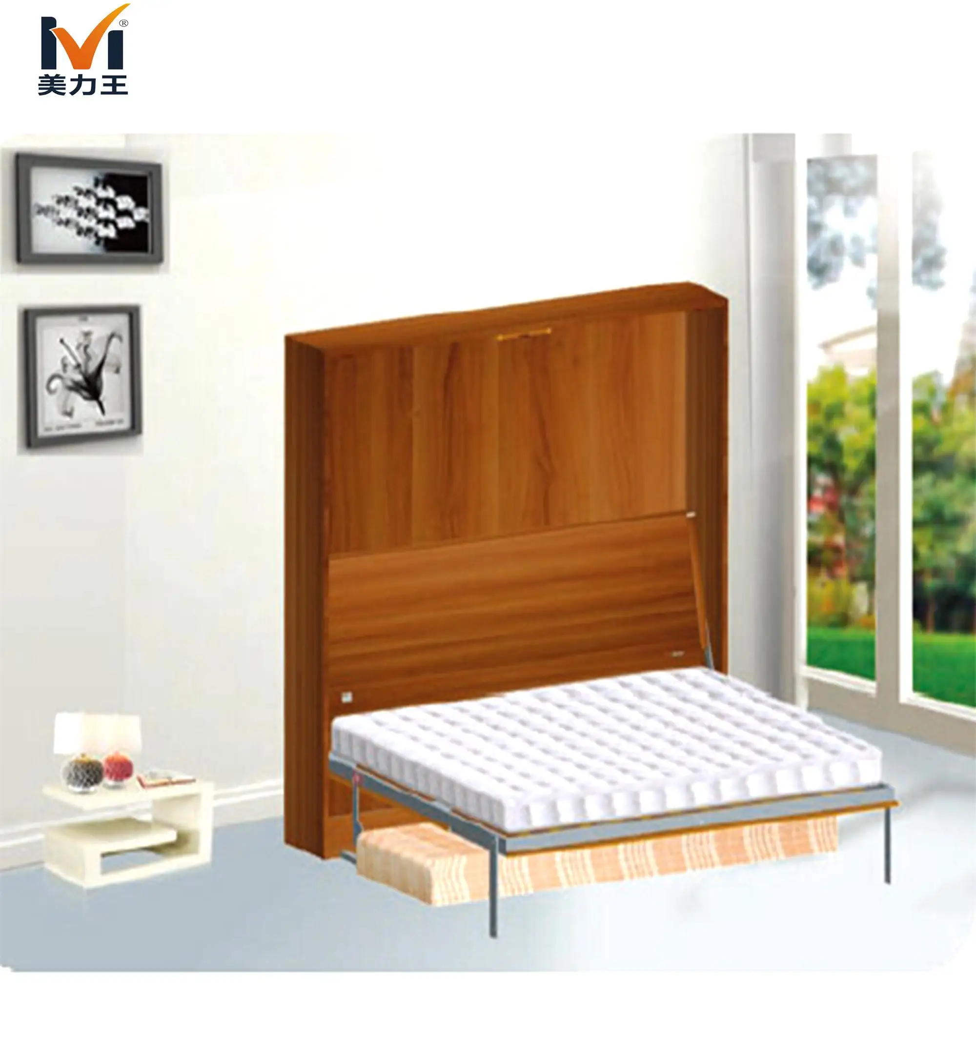 Space-Saving Wall Bed with Desk Hardware Accessories