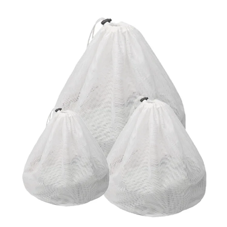 
Wholesale OEM Polyester No Fluorescer Thickened Fine Mesh Bag Mesh Laundry Bag With Drawstring For Washing Machine Clothing Bra 