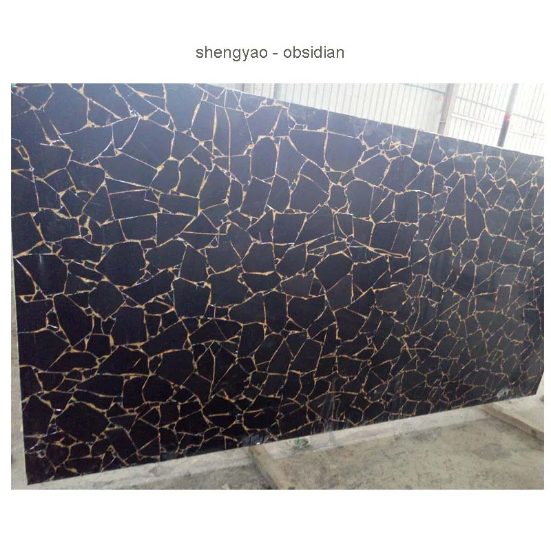 black obsidian armenia gemstone slab decor wall panel