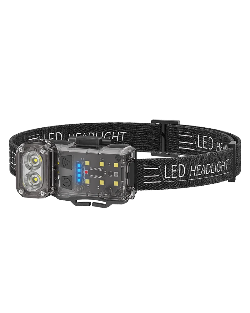 Factory Customized USB Rechargeable IP65 Waterproof Headlamp with Adjustable Headband for Outdoor Camping and Diode Flashlight