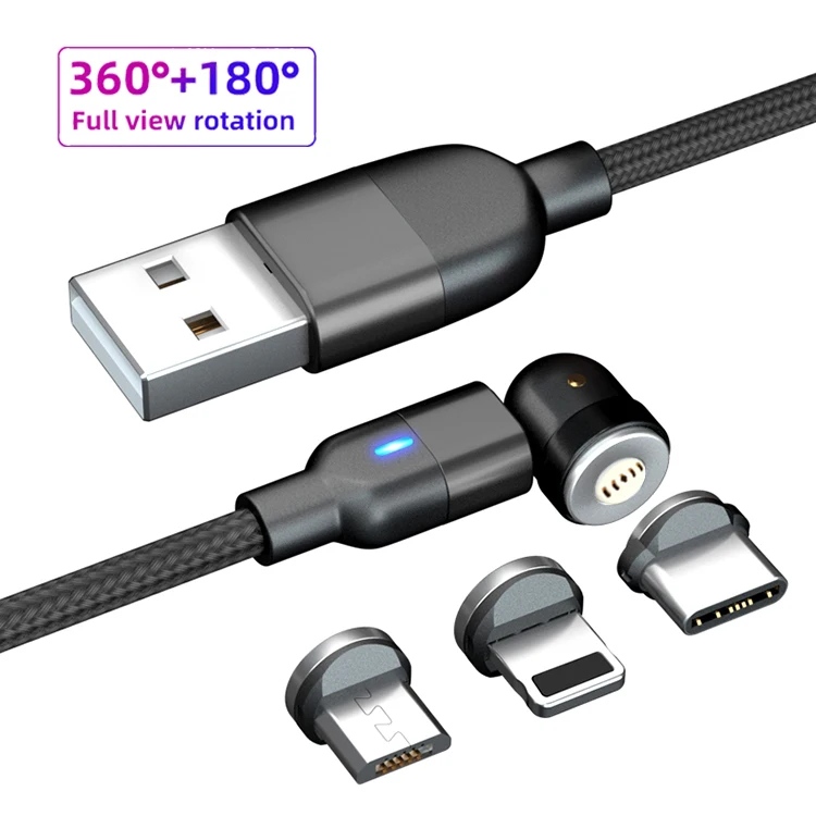 3 In 1 Data Cables Christmas 540 Degree Rotation Type C Mobile Phone Lightning Magnetic For Apple iPhone Cable
