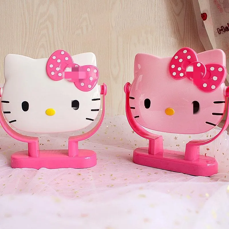 Складное настольное зеркало для макияжа Hello KT Cat с расческой вращающееся на