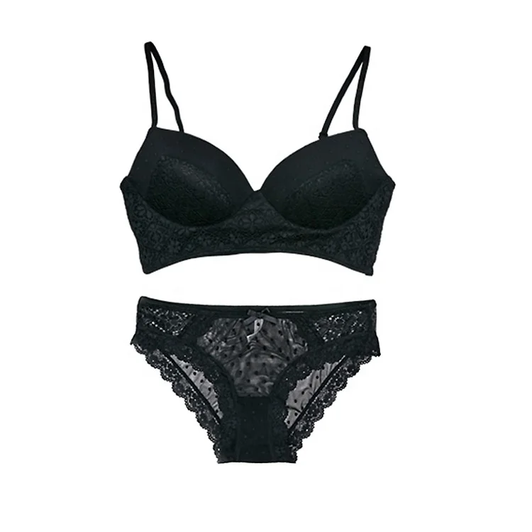 New Model Women Romantic French Style Bralette Set Push Up Embroidery Lace Bra Set for Girls