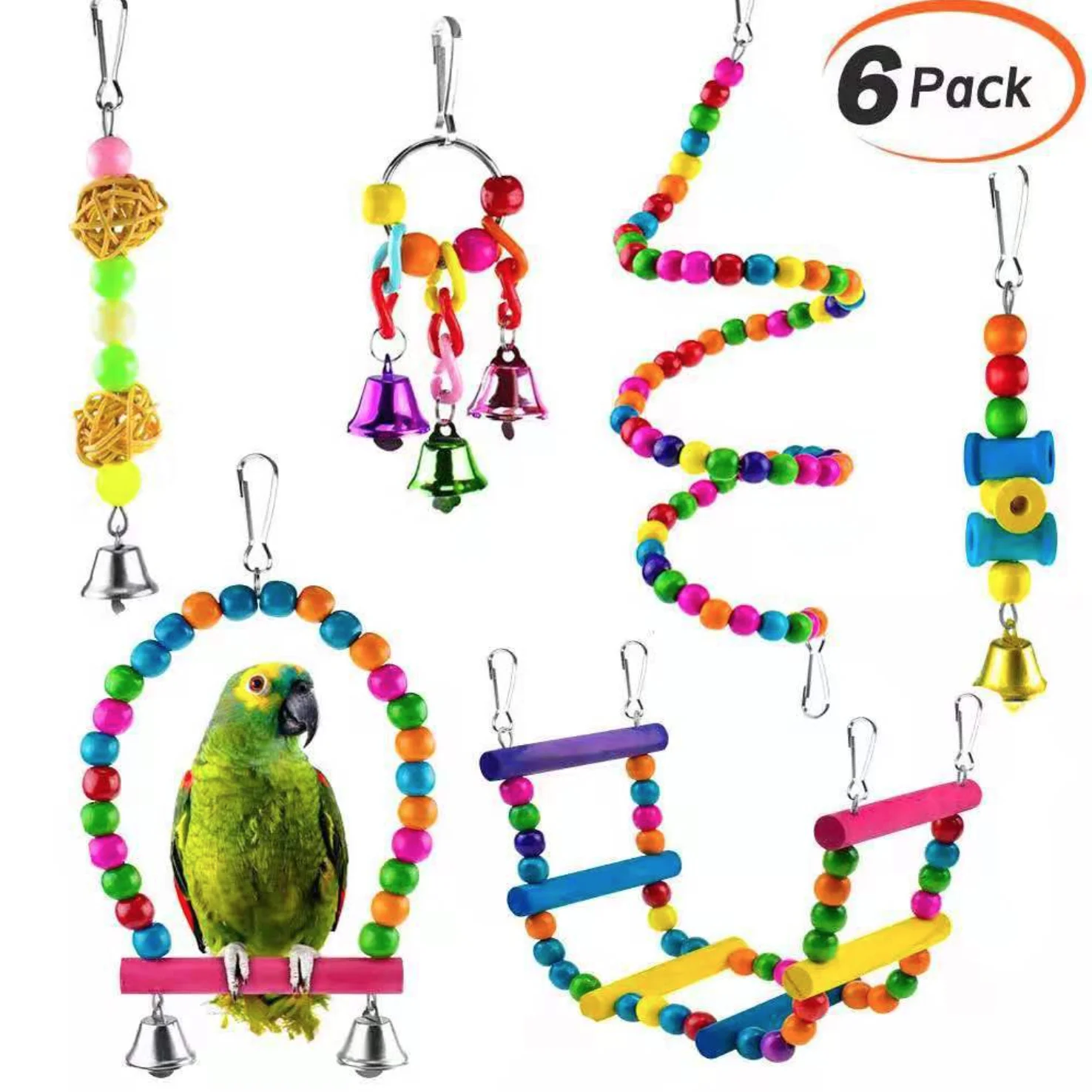 Top Selling Multicolored Wooden Blocks Flying Pet Bird Chew Toy for Angry Bird Toy Parrot Parts