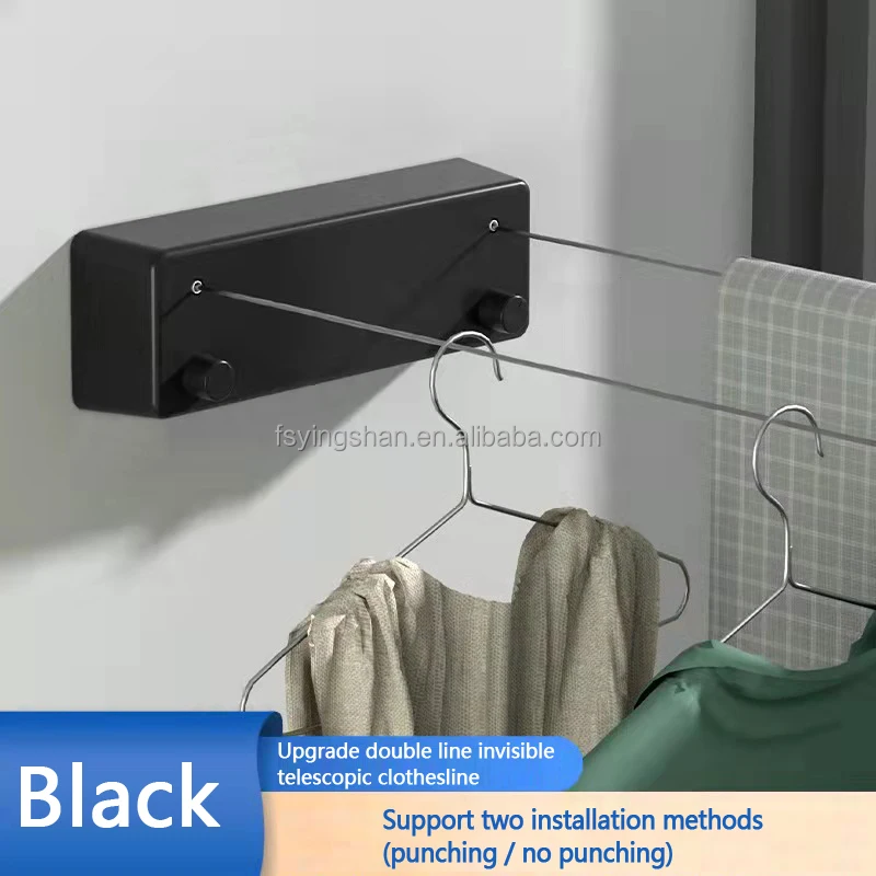 Wall-Mounted Retractable Indoor Clothesline Rack Stainless Steel Folding Technique Steel Wire Rope Flexible Indoor Drying Travel