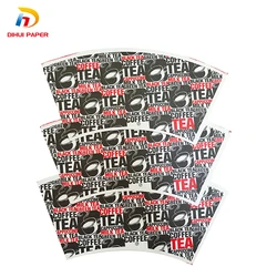 Custom pattern size cut disposable waterproof and oilproof flexo craft coffee tea fan paper cup fan 12 oz sheet