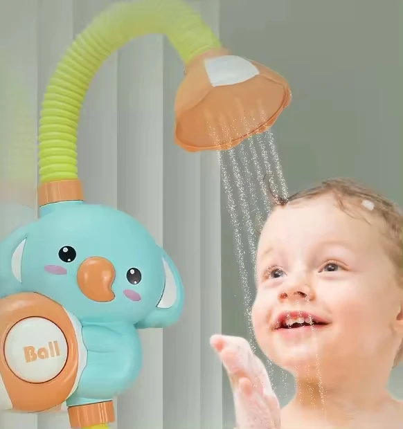 Baby Bath Shower Head - Elephant Water Pump with Trunk Spout Rinser - Control Water Flow from Elephant Trunk Knobs