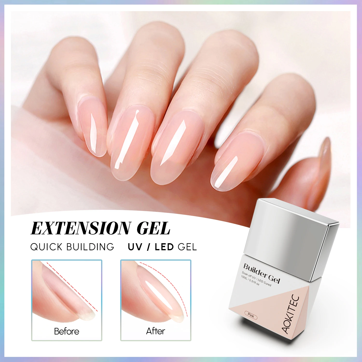 Aokitec 15 мл индивидуальную маркировку гель замочить от УФ/LED вылечить buildering наращивание ногтей УФ-гель-лака акрилового геля 3 цвета желе Polis