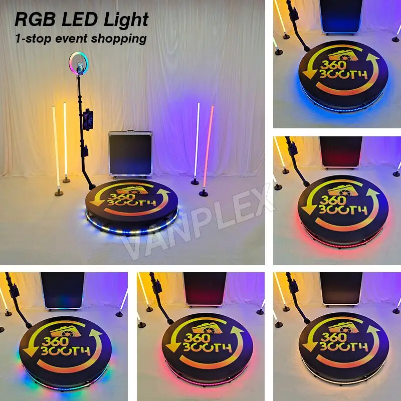 automatic spin 360 video booth for 3 people 4 people 360 photobooth with free logo round 360 degree video camera photo booth