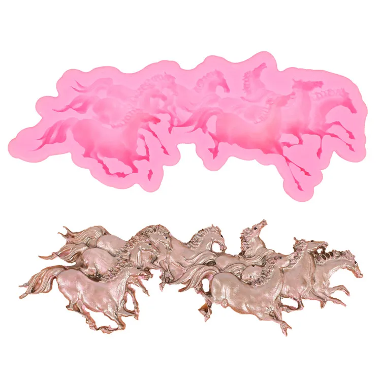 
Run Horse Shape Fondant Cake Silicone Mold Cookie Ice Cream Molds Biscuits Candy Chocolate Mould Baking Cake Decoration Tools 