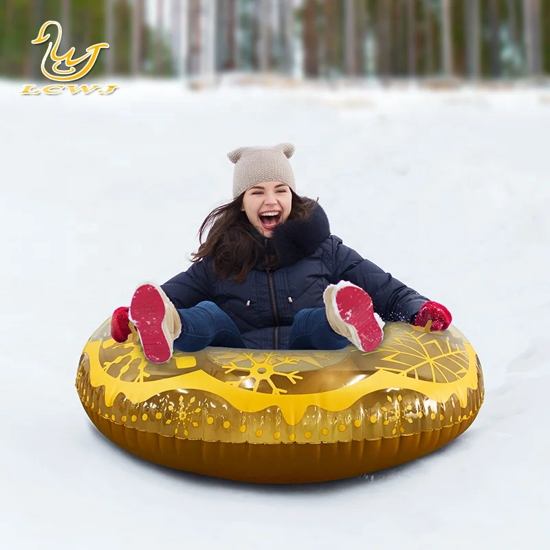 Winter inflatable rubber Tube Multi-Rider Snow Tube with Cover Sled Hard Bottom inflatable Snow Tube