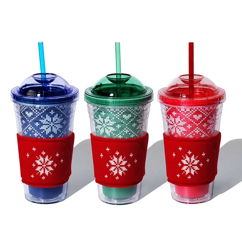 
Girlwill Ice and snow Christmas Mugs Kids Cute Tumbler Cups Gift Plastic Cups With Lids And Straw BPA Free Custom logo 