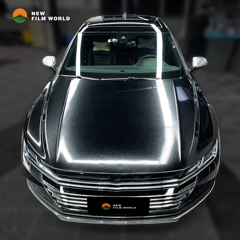 PET Gloss Metallic Diamond Black Car Wrap Film car wrapping film vinyl Stickers High Glossy car wrap vinyl film