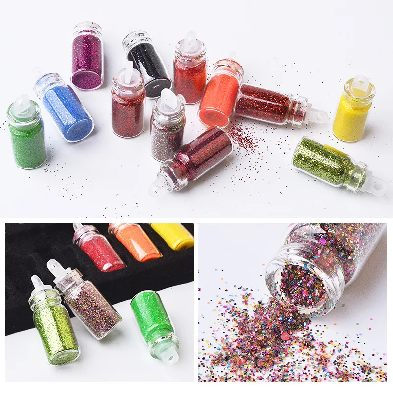 48 Colors Acrylic Nail Art Powder Set Sparkling Pink Sequins Hexagonal Decorations Glitter Nail Sequins Powder Set